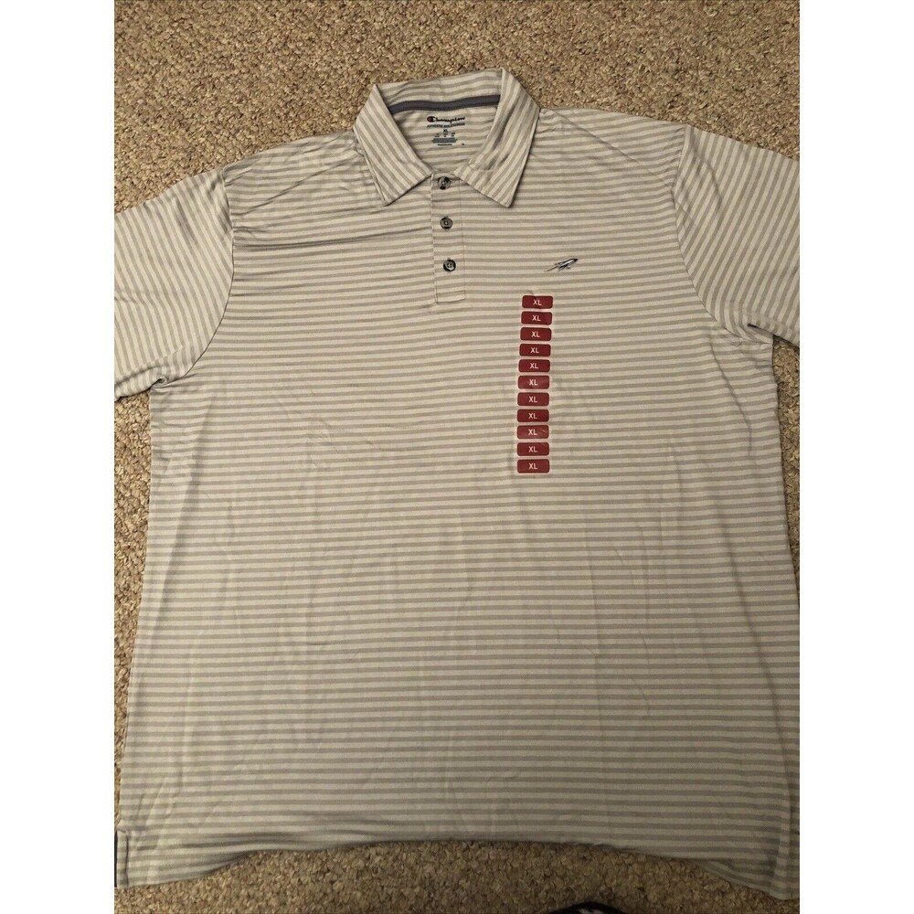 Toledo University Rockets Golf Shirt Champion XL Gray‎ Striped NWT
